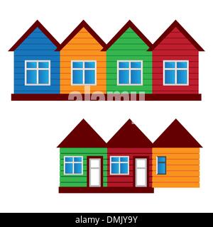 Vector houses, colored painted houses Stock Vector