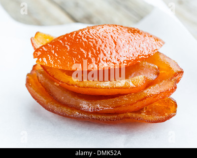 Candied orange peel on paper Stock Photo