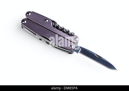 steel folding multitool isolated on a white background Stock Photo