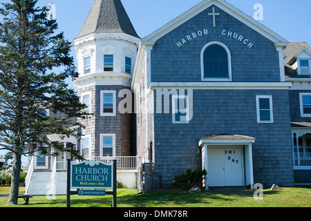 The harbor church in Old Harbor on Block island, Rhode Island, USA, a popular New England vacation location