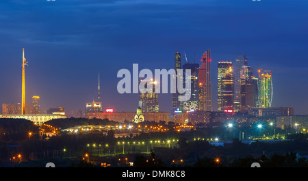 Moscow City Skyline Business District And Moscow River In Russia At 