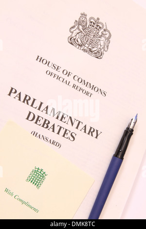 Hansard House of Commons official parliamentary debates report UK Stock Photo