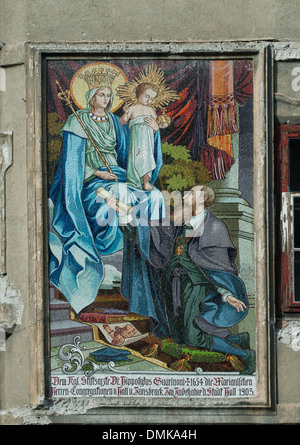 Guarinoni mosaic at the Guarinonihaus in Hall in Tirol Stock Photo