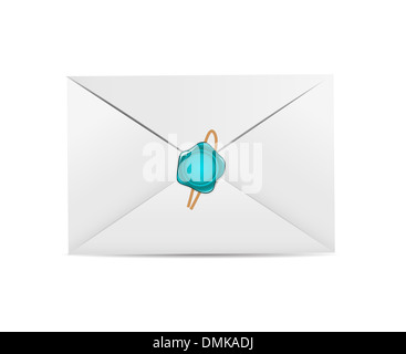 White Envelope Icon with Wax Seal Vector Illustration Stock Photo