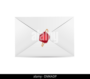 White Envelope Icon with Wax Seal Vector Illustration Stock Photo