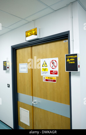 Hospital X Ray Department Warning Signs X-Ray in use Stock Photo