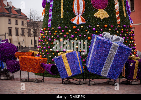 Gifts and Christmas tree decoration Stock Photo