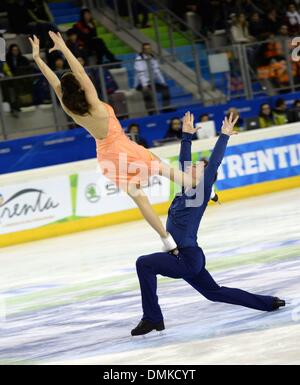 Julia Zlobina and Alexei Sitnikov of Azerbaijan wave to spectators as