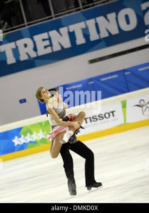 Victoria Sinitsina and Ruslan Zhiganshin of Russia compete in the ice