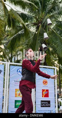 Juggler performing at the Street Show in Bangkok, Thailand Stock Photo