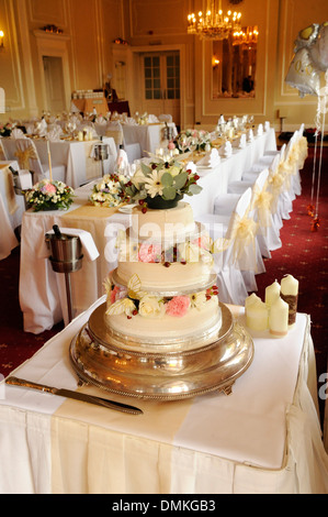 Wedding venue tables laid for a wedding reception Stock Photo