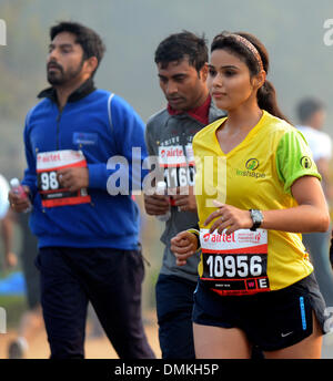 New Delhi, India. 15th Dec, 2013. People run during the Delhi Half Marathon at the historic Rajpath in New Delhi, India, Dec. 15, 2013. Credit:  Partha Sarkar/Xinhua/Alamy Live News Stock Photo