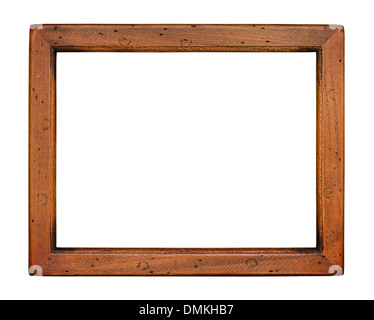 Flat plain wooden picture frame isolated on a white background Stock Photo