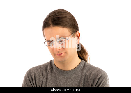 Tired looking man with his eyes closed (Series with the same model available.) Stock Photo