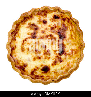 Top view of a quiche isolated against a white background Stock Photo