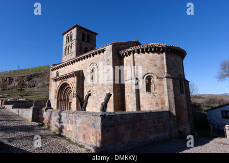 San Pedro collegiate, in Cervatos village, Campoo de Enmedio, Cantabria,  One of the most important romanesque churches of Spain Stock Photo
