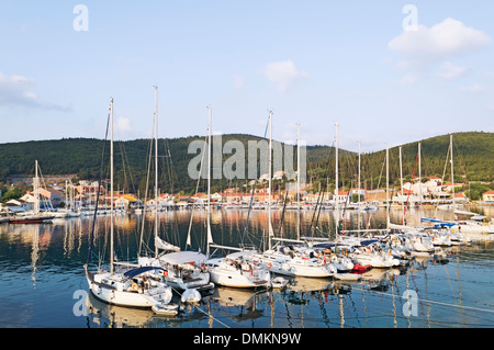 Kefalonia Greece: sailing yachts moored at Fiskardo - a fishing village in the north of the island Stock Photo