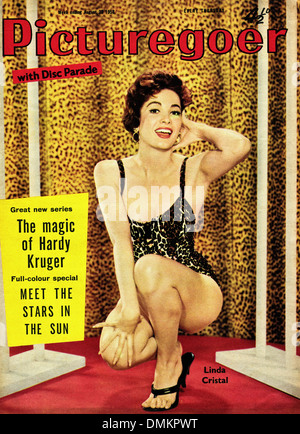 Cover of 1950s film magazine PICTUREGOER featuring Argentine - American actress Linda Cristal Stock Photo