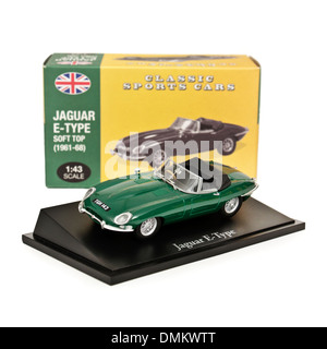 1:43 scale replica of the 1960's Jaguar E-type convertible sports car by Atlas Editions Stock Photo