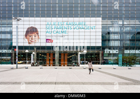 French billboard advertisement for SNCF TGV rail service. Nanterre, Paris, France, Europe. Stock Photo