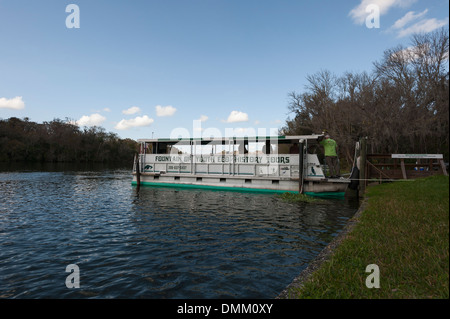 Fountain of Youth Tour boat located in De Leon Springs Spanish State Park Central Florida USA Stock Photo