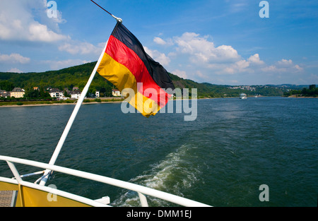 Boat trip taking in the beautiful scenery on the Rhine in Germany. Stock Photo