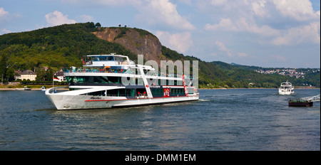 Boat trip on the Rhine river in Germany. Stock Photo