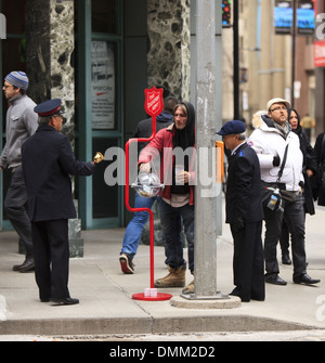 donation to salvation army, Toronto, Canada , December 24, 2012 Stock Photo