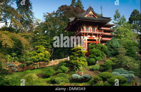 Pagoda in the Japanese Tea Garden, Golden Gate Park, San Francisco, California Stock Photo