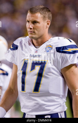 04 October 2009:  San Diego Chargers quarterback Philip Rivers (17) prior to the NFL football game between the San Diego Chargers and Pittsburgh Steelers at Heinz Field in Pittsburgh, Pennsylvania.  The Steelers defeated the Chargers 38-28. (Credit Image: © Southcreek Global/ZUMApress.com) Stock Photo