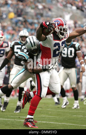 Buffalo Bills defensive back Jairus Byrd (31) runs back an interception  against the Carolina Panthers during the first quarter. The Bills defeated  the Panthers, 20-9, at Bank of America Stadium in Charlotte