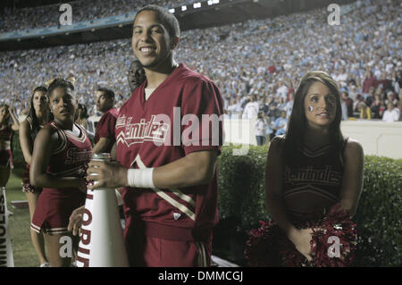 October 22, 2009: Florida State cheerleaders warm up the crowd. The Florida State Seminoles defeated the University of North Carolina Tarheels 30-27 at Kenan Stadium in Chapel Hill, North Carolina. (Credit Image: © Southcreek Global/ZUMApress.com) Stock Photo