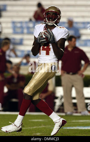 October 22, 2009: Florida State wide receiver Avis Commack #14. The Florida State Seminoles defeated the University of North Carolina Tarheels 30-27 at Kenan Stadium in Chapel Hill, North Carolina. (Credit Image: © Southcreek Global/ZUMApress.com) Stock Photo