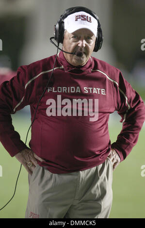 October 22, 2009: Florida State head coach Bobby Bowden.  The Florida State Seminoles defeated the University of North Carolina Tarheels 30-27 at Kenan Stadium in Chapel Hill, North Carolina. (Credit Image: © Southcreek Global/ZUMApress.com) Stock Photo