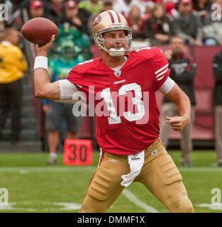 Oct 11, 2009 - San Francisco, California, U.S. - San Francisco 49ers vs Atlanta Falcons at Candlestick Park Sunday, October 11, 2009. San Francisco 49ers quarterback Shaun Hill #13 making pass to the flat. (Credit Image: © Al Golub/ZUMApress.com) Stock Photo