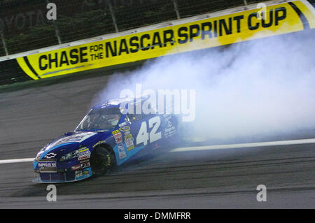 Oct 17, 2009 - Charlotte, North Carolina, USA - JUAN PABLO MONTOYA spins at the NASCAR Banking 500 Sprint Cup Series event sponsored by Bank of America, at Lowe's Motor Speedway in Charlotte. (Credit Image: © Jim Dedmon/ZUMA Press) Stock Photo