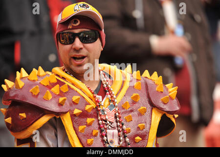 October 18, 2009: Kansas City Chiefs at Washington Redskins..FedExField Stadium before NFL game between the Kansas City Chiefs and Washington Redskins..Redskins fan. (Credit Image: © Southcreek Global/ZUMApress.com) Stock Photo