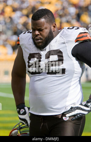 18 October 2009:  Cleveland Browns Shaun Rogers (92) during the NFL football game between the Cleveland Browns and Pittsburgh Steelers at Heinz Field in Pittsburgh, Pennsylvania.  The Steelers defeated the Browns 27-14.  Mandatory Credit - Frank Jansky / Southcreek Global Media. (Credit Image: © Southcreek Global/ZUMApress.com) Stock Photo