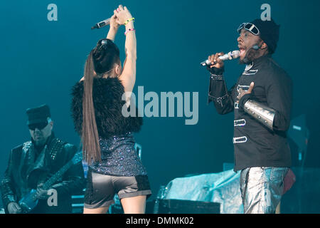 Oct. 20, 2009 - Phoenix, Arizona, United States of America - Pop superstars Fergie and Will.i.am of the Black Eyed Peas perform live on stage at the University of Phoenix Stadium in Phoenix, Arizona  as the opening act for U2 during their 2009 360 degree North American tour. (Credit Image: © Gene Lower/Southcreek Global/ZUMApress.com) Stock Photo