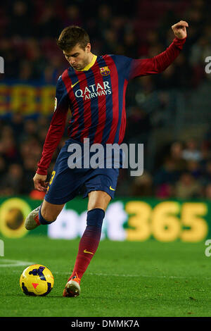 Barcelona, Spain. 14th December 2013. Gerard Pique (FC Barcelona) during La Liga soccer match between FC Barcelona and Villarreal CF, at the Camp Nou stadium in Barcelona, Spain, Saturday, December 14, 2013. Foto: S.Lau Credit:  dpa picture alliance/Alamy Live News Stock Photo