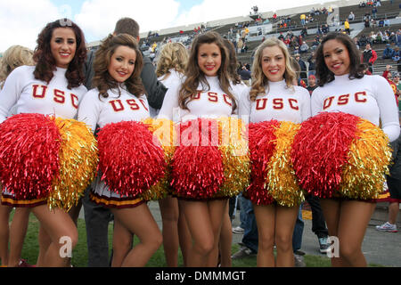 17 October 2009:  USC Trojans Cheerleaders on the sidelines during the NCAA college football game between the USC Trojans and the Notre Dame Fighting Irish at Notre Dame Stadium in Notre Dame, Indiana.  The Trojans beat the Fighting Irish 34-27...Mandatory Credit: Frank Jansky / Southcreek Global  (Credit Image: © Southcreek Global/ZUMApress.com) Stock Photo