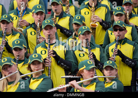 24 October 2009: The Oregon Ducks marching band in the game between the #11 ranked Oregon Ducks and the Washington Huskies being played at Husky Stadium in Seattle, WA...Mandatory Credit: Andrew Fredrickson / Southcreek Global  (Credit Image: © Southcreek Global/ZUMApress.com) Stock Photo