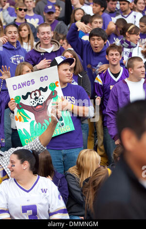 24 October 2009: Husky fans in the game between the #11 ranked Oregon Ducks and the Washington Huskies being played at Husky Stadium in Seattle, WA...Mandatory Credit: Andrew Fredrickson / Southcreek Global  (Credit Image: © Southcreek Global/ZUMApress.com) Stock Photo