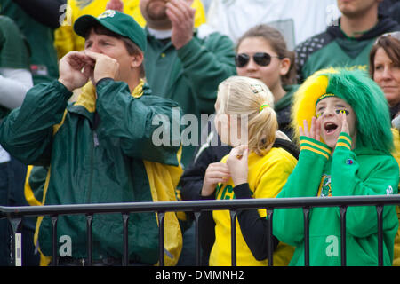 24 October 2009: Oregon fans in the game between the #11 ranked Oregon Ducks and the Washington Huskies being played at Husky Stadium in Seattle, WA...Mandatory Credit: Andrew Fredrickson / Southcreek Global  (Credit Image: © Southcreek Global/ZUMApress.com) Stock Photo