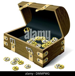 vector illustration of vintage wooden chest with open cover Stock ...