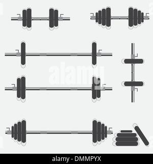 Sport gym people set with dumbbells, barbells and fitness tools