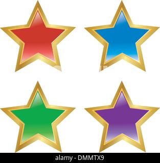 Set of colored buttons in star shape Stock Vector