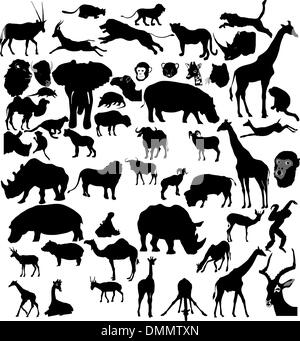 Big set of African and tropical animals Stock Vector