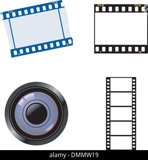 set of the photographic and cinematic objects Stock Vector