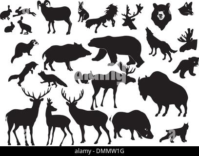 big set of the different forest animals Stock Vector